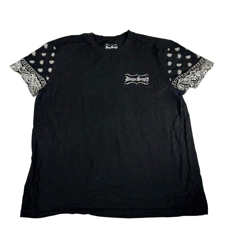 Dogg Supply by Snoop Dogg Mens Black Paisley Bandana Sleeve Graphic T-Shirt M